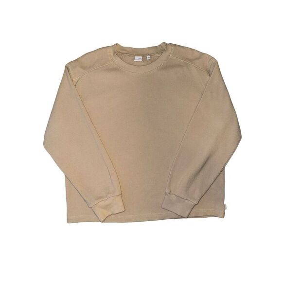 Aritzia TNA Bailey Long Sleeve Waffle Knit Shirt In Tan - Picture 7 of 12